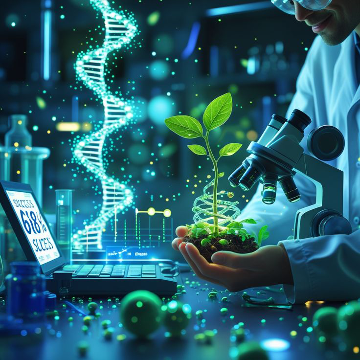 Agricultural scientist with plant